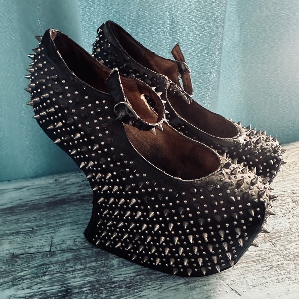Jeffrey Campbell Black Studded Platform Heels